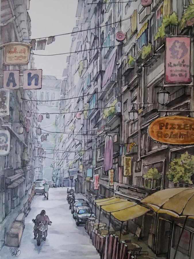 Street corner Painting by Makiko Sugimoto