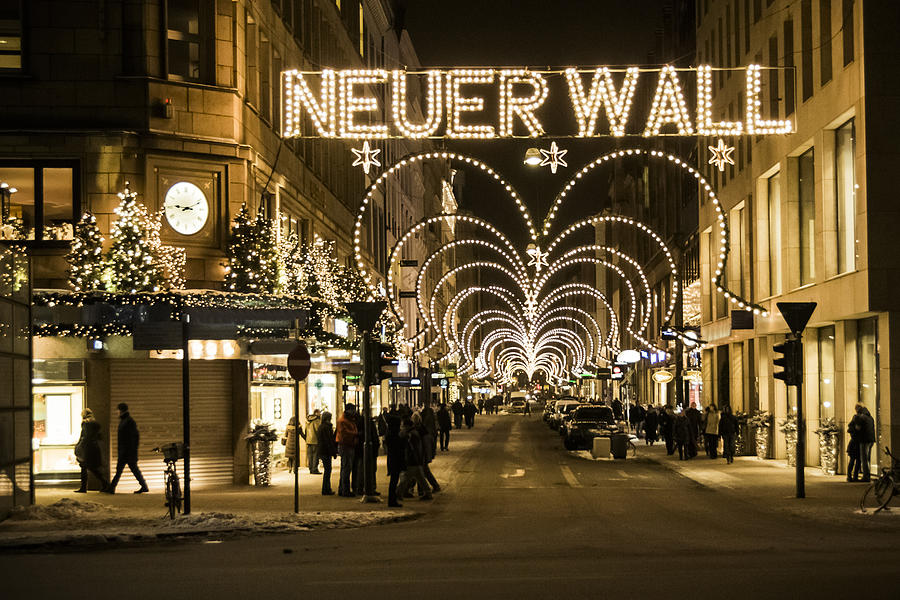 Street decorations for Christmas in Hamburg Photograph by Jean-Philippe Tournut