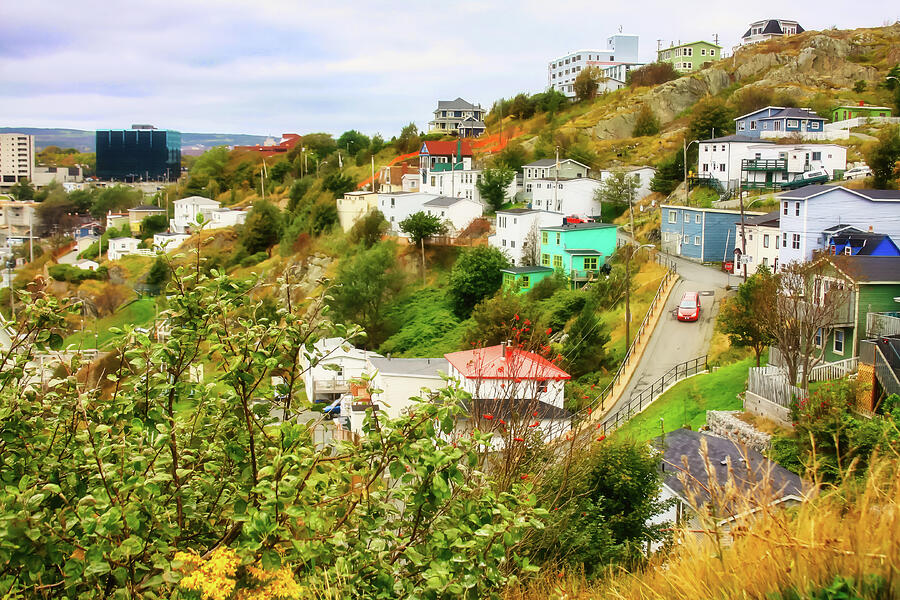 Street going down on the Battery Hill, St.Johns, Newfoundland Photograph by Tatiana Travelways