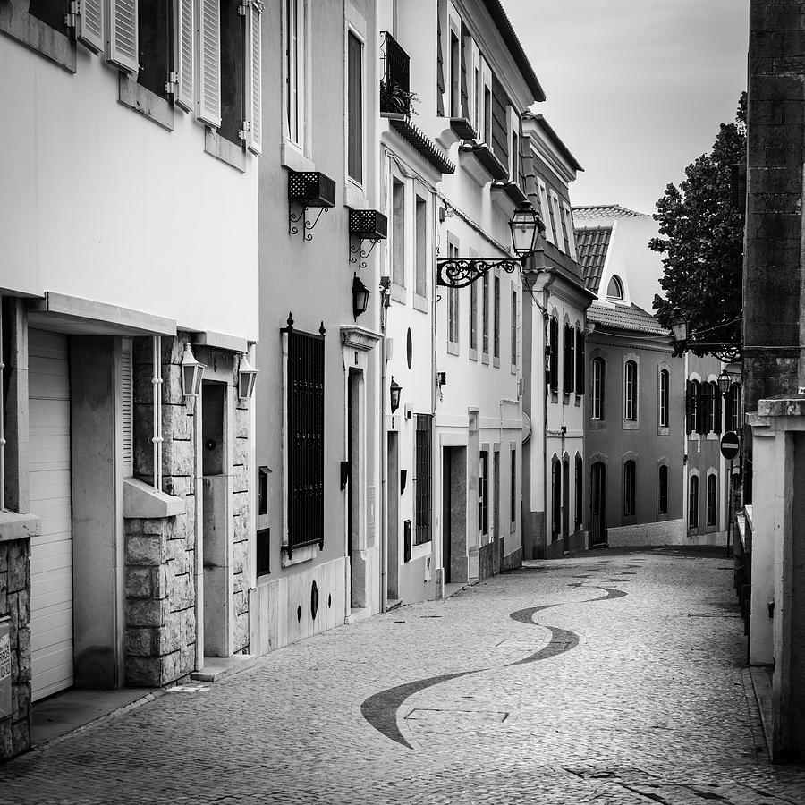 Street in Cascais BW Photograph by Alexey Stiop