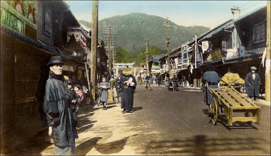 Street In Japan 1, Vintage Japan Daily Life, Japanese Painting