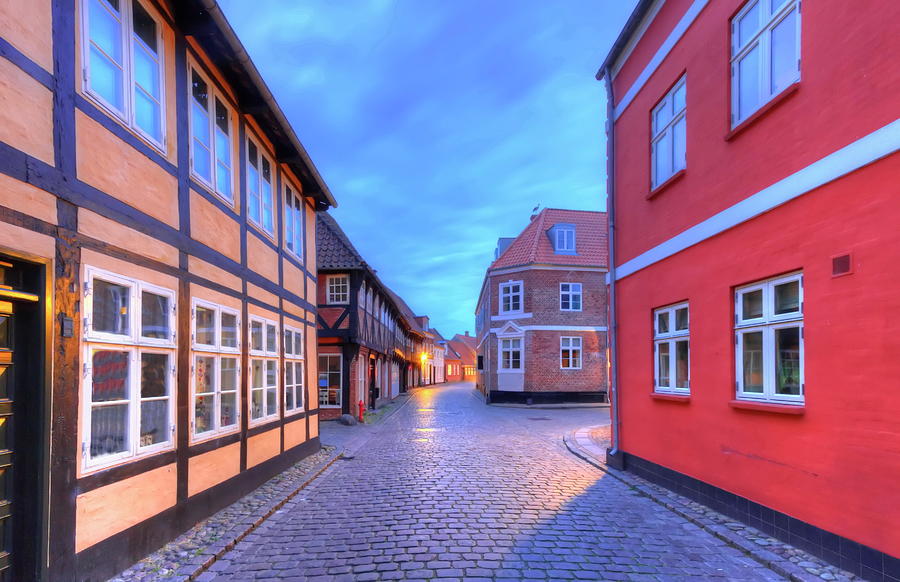 Street in medieval city of Ribe, Denmark - HDR Photograph by Elenarts - Elena Duvernay photo