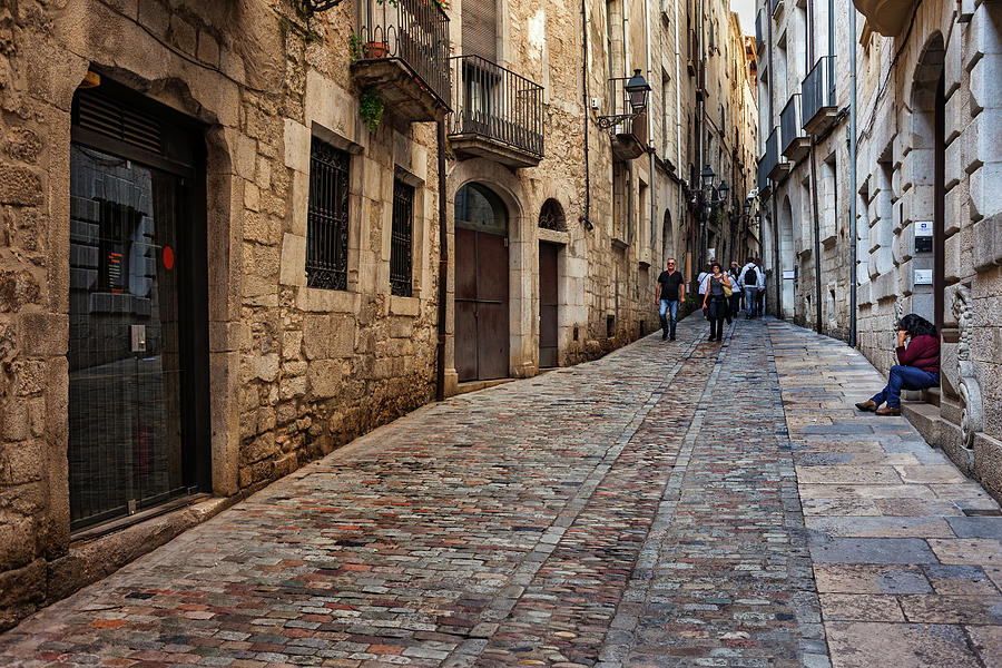 Street in Old Town of Girona Photograph by Artur Bogacki