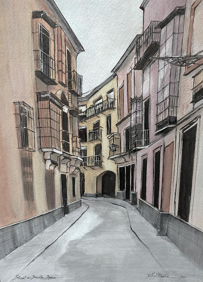 Street in Seville, Spain Painting by Diane Strain