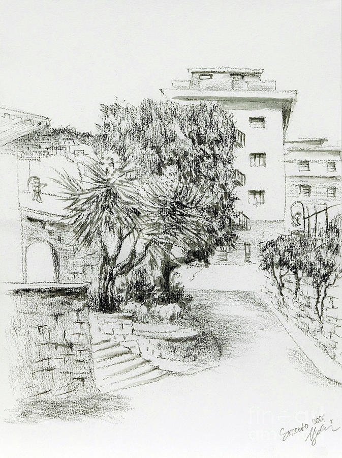 Street in Sorrento Drawing by Viola Hegedus | Pixels