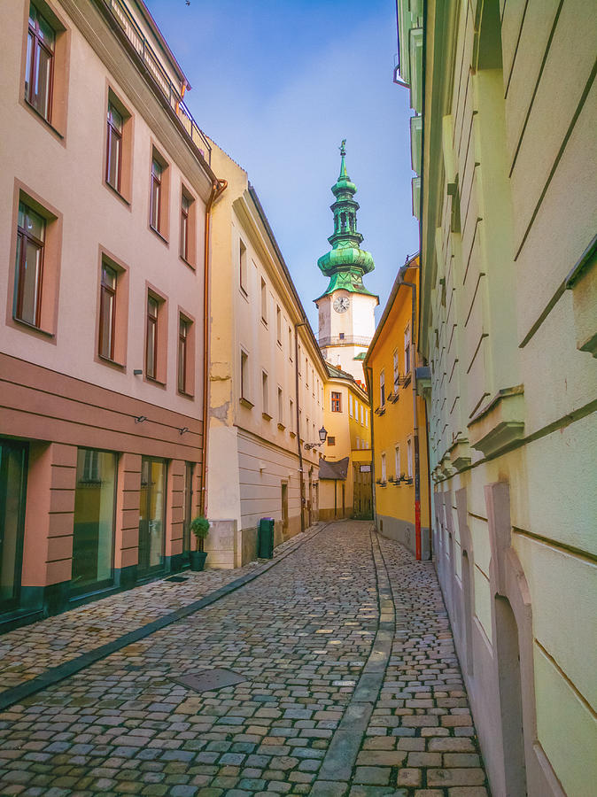 Street in the Old town (Stare Mesto) of Bratislava, Slovakia Photograph by Peter Zelei Images