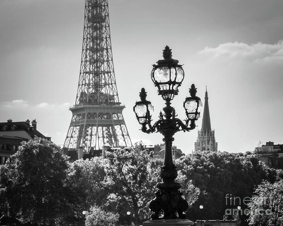 Street lamp and Eiffel tower Photograph by Delphimages Paris Photography