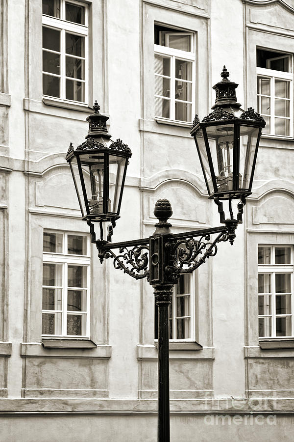 Street lamp in Prague Photograph by Delphimages Photo Creations