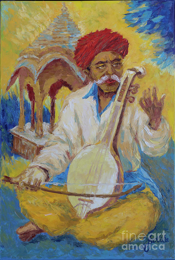 Street Musician, Rajasthan Painting by Jyotika Shroff