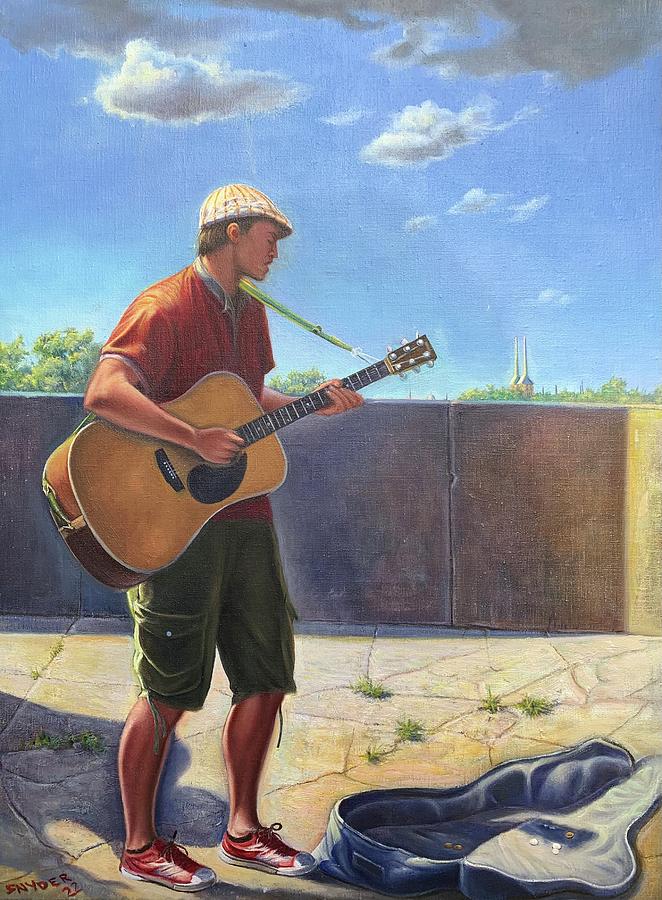 Landscape Painting - Street Musician by Todd Snyder