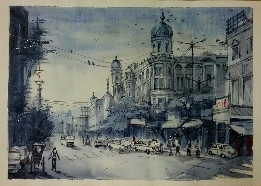 Street in Kolkata Calcutta Painting by Mahua Pal  Saatchi Art
