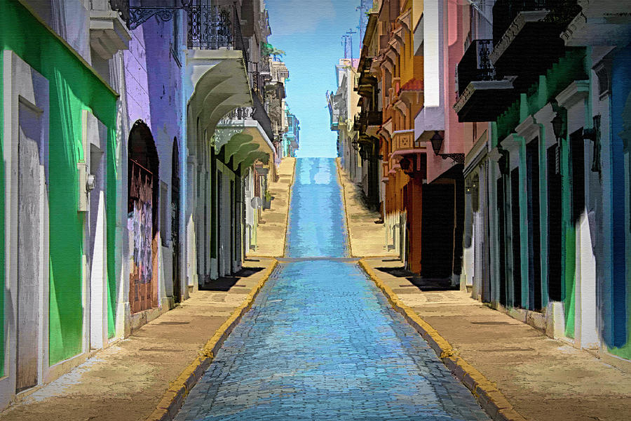 Street of Old San Juan Digital Art by Pheasant Run Gallery