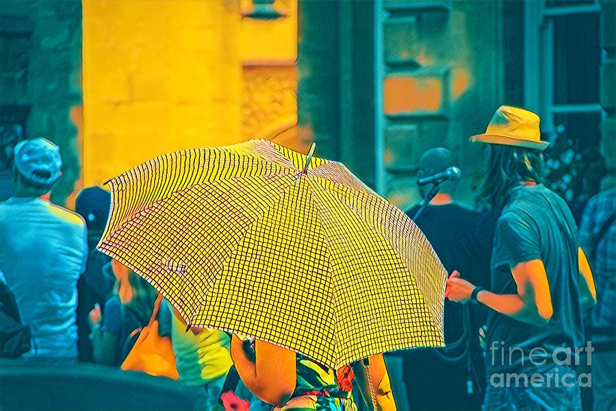 Street Photography - Girl with Umbrella  Digital Art by Susan Vineyard
