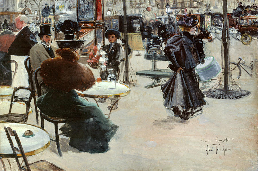 Paris Painting - Street scene, Cafe terrace by Louis Abel Truchet