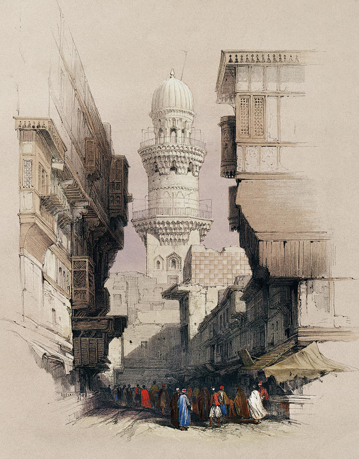 Street Scene In Cairo Illustration Painting