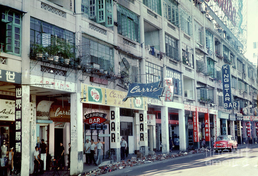 Street Scene, Shops, signs, buildings, Sidewalk, Hong Kong Photograph by Wernher Krutein