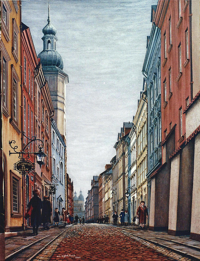 Street Scene, Warsaw, Poland Painting by George Lightfoot