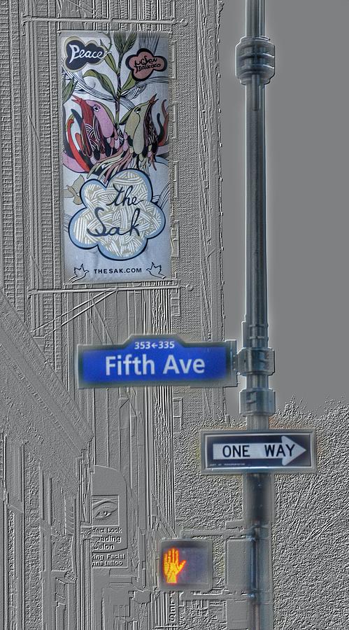 New York City Photograph - Street signs in New York City - Emboss and Colors Series by Marianna Mills