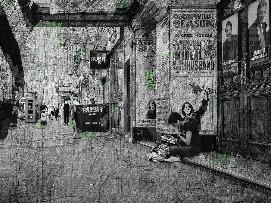 Street Sketch on Strand London  Mixed Media by Aleksandrs Drozdovs
