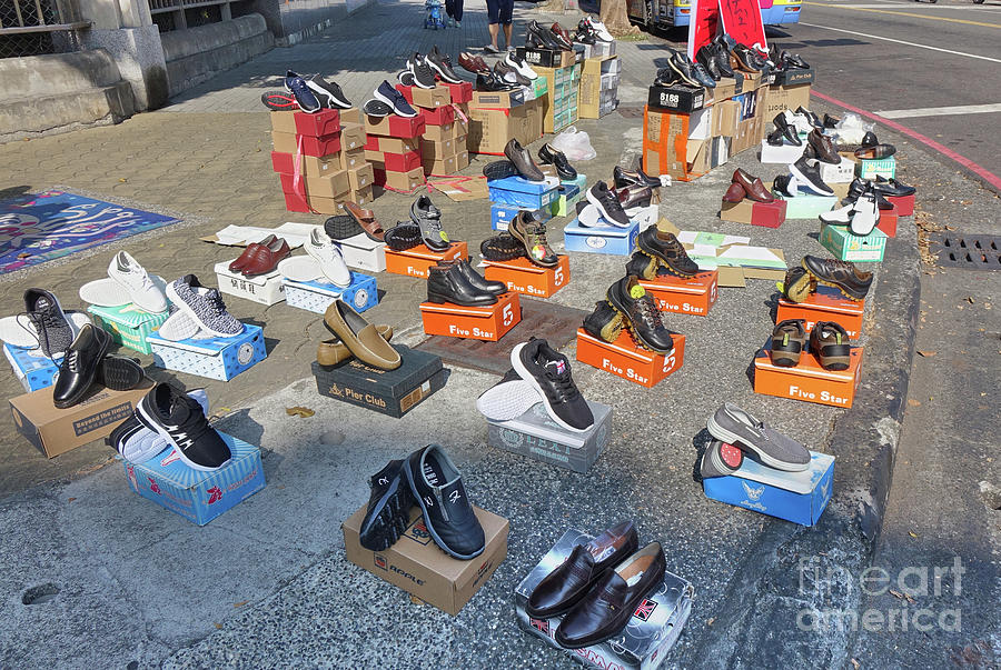 Street Vendor Sells New Shoes by Yali Shi Street Vendor Sells New Shoes by Yali Shi