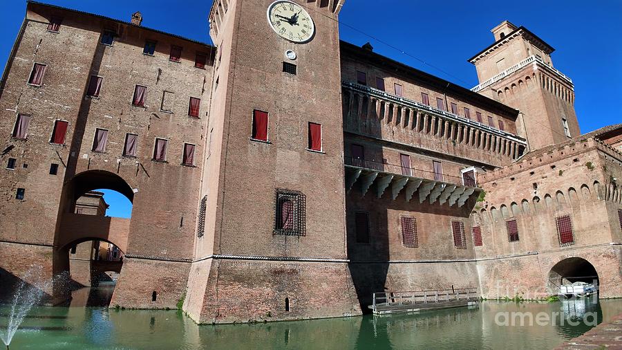 street view of Ferrara Castle in Italy Digital Art by Benny Marty