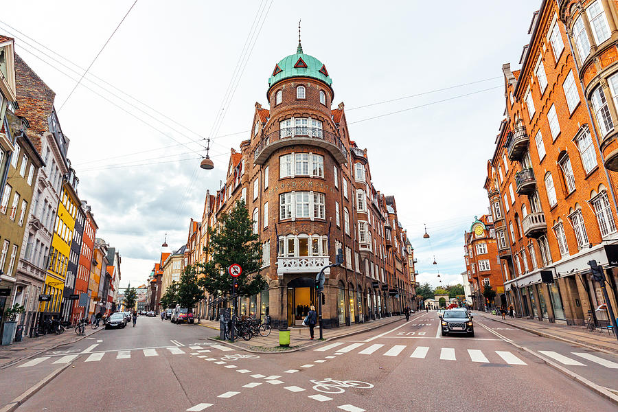 Street with historical buildings in Copenhagen, Denmark Photograph by Alexander Spatari