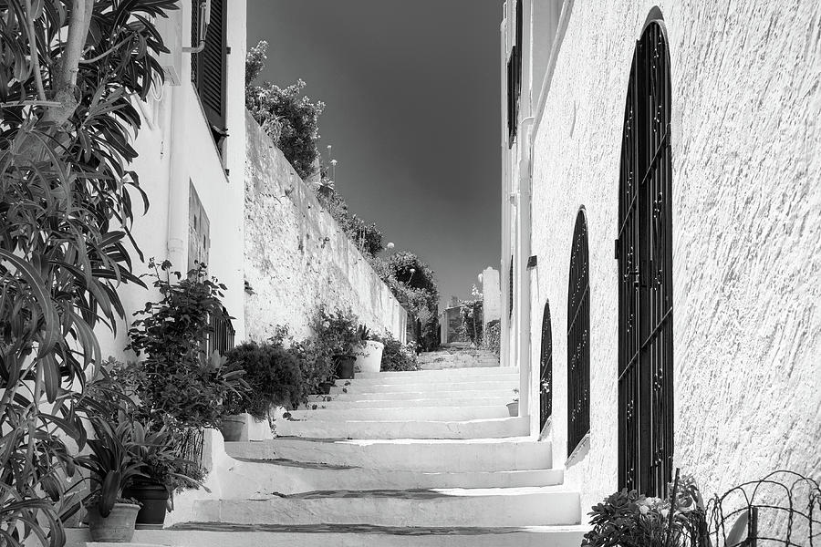 Stairs of charm in Cadaques - C1905-5601-BW Photograph by Jordi Carrio Jamila