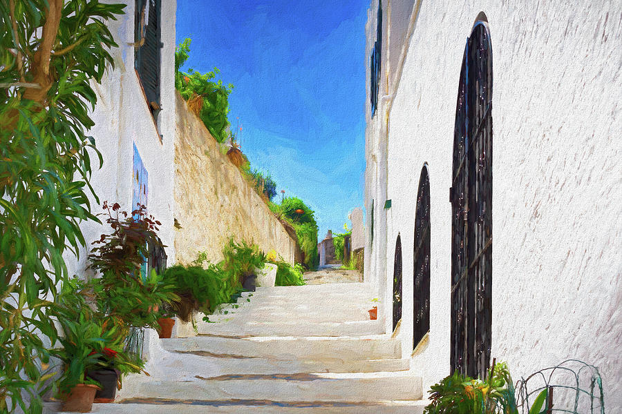 Street with stairs of Cadaques - Picturesque Edition Photograph by Jordi Carrio Jamila
