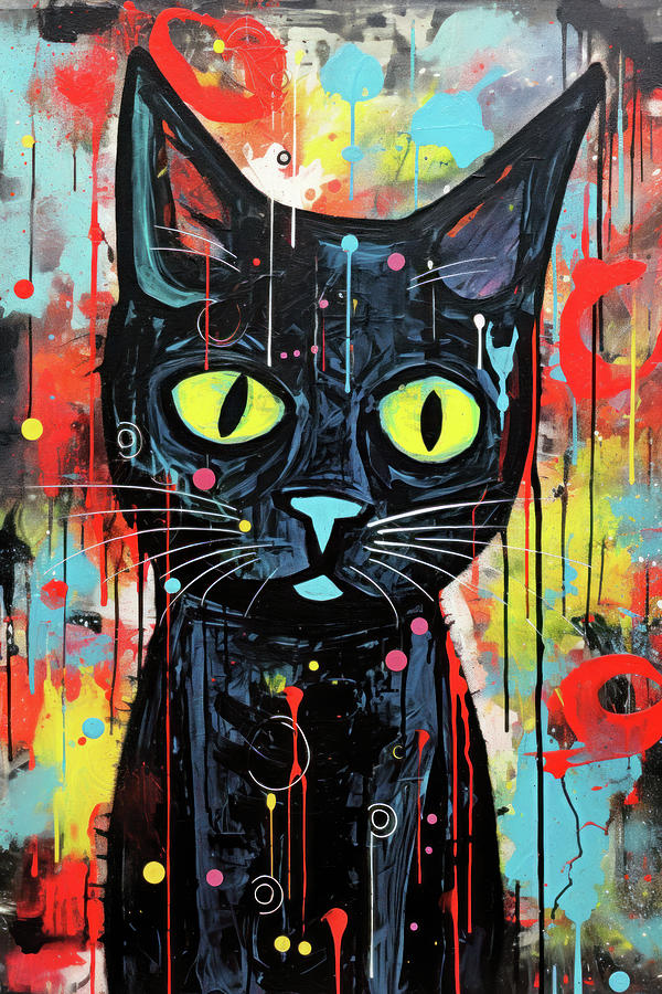 Streetart black cat Digital Art by Twilight Photo - Fine Art America