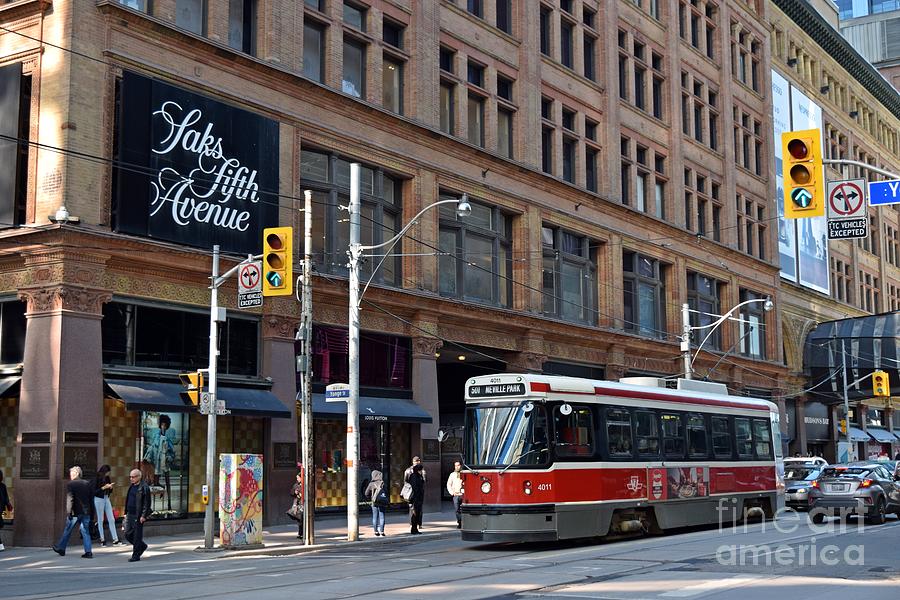 Streetcar at Hudson's Bay Queen Street store Photograph by Ben Schumin ...