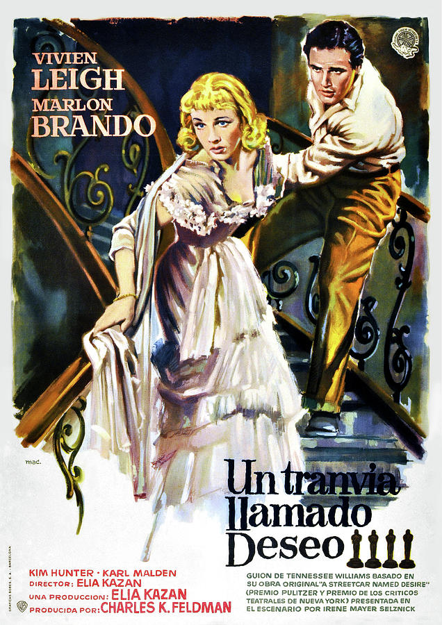 A Streetcar Named Desire, 1951 - art by Macario Quibus Mixed Media by Movie World Posters