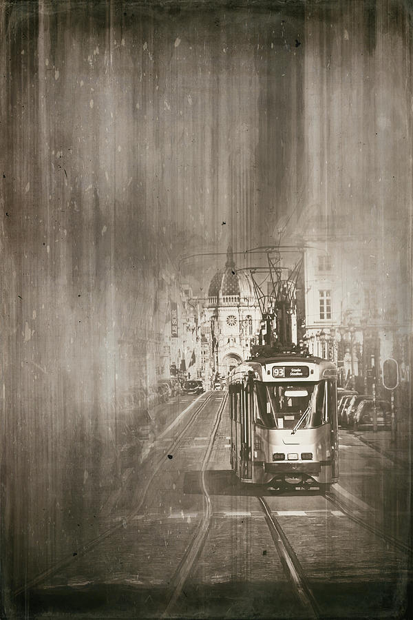 Romanesque Photograph - Streetcars of Brussels Belgium Vintage  by Carol Japp