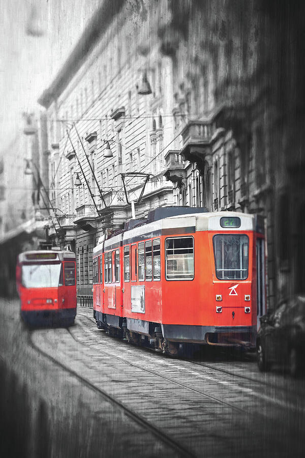 Streetcars of Milan Italy Selective Color Photograph by Carol Japp