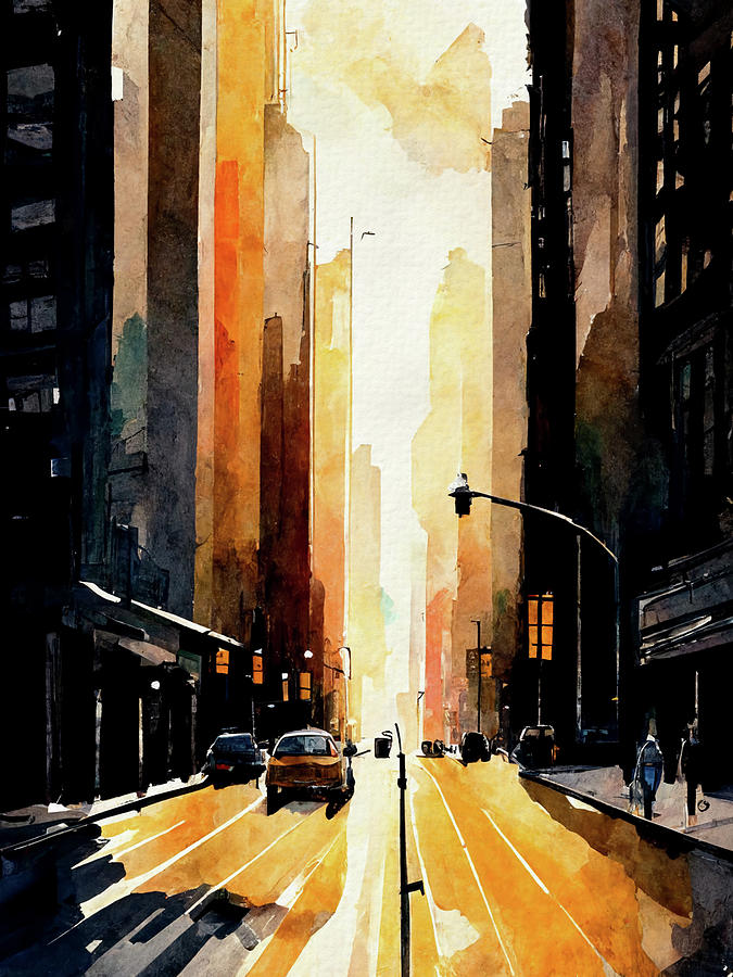 Chicago Painting - Streets of Chicago by Naxart Studio
