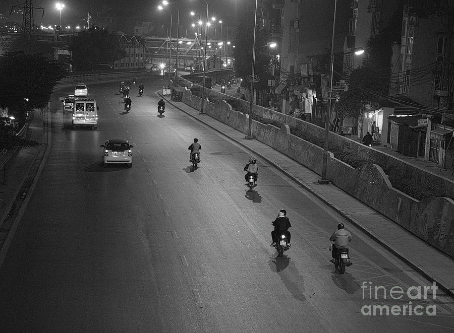 Inspirational Photograph - Streets of Hanoi Motorcycle BW  by Chuck Kuhn