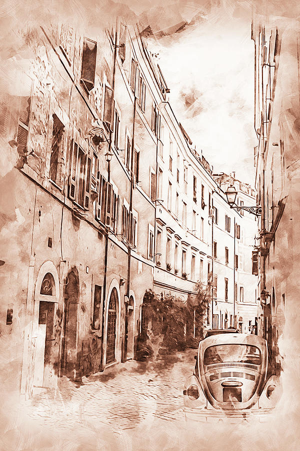Streets of Rome, Through art and history - 07 Drawing by AM FineArtPrints