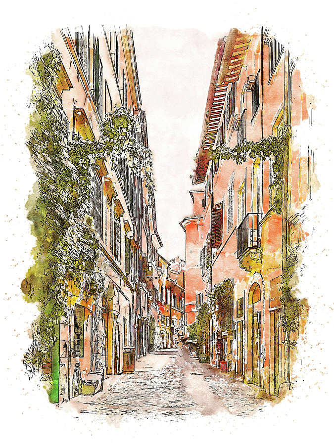 Streets of Rome, Through art and history - 08 Painting by AM FineArtPrints