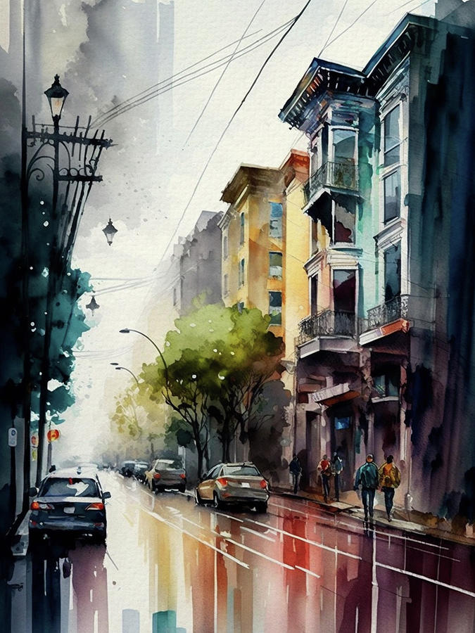 San Francisco Painting - Streets of San Francisco  by Naxart Studio