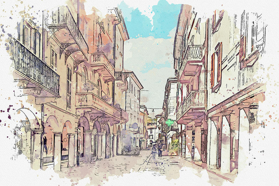 Architecture Painting - .Streets of Varese, Italy by Celestial Images