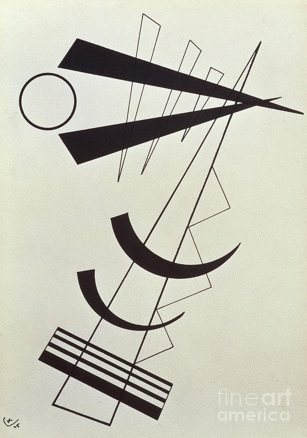 Stressed weights in black and white Painting by Wassily Kandinsky