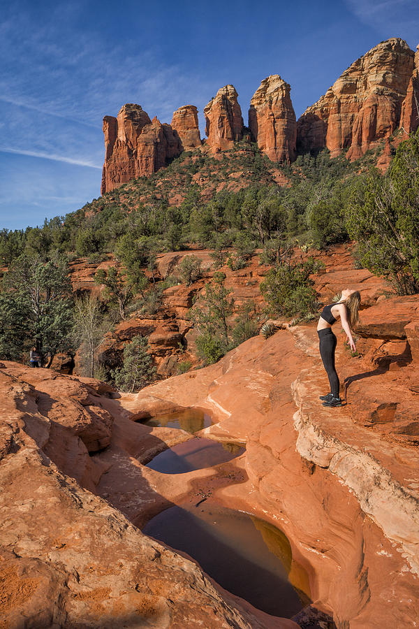 Stretching at Seven Sacred Pools, Sedona Photograph by Wanderluster