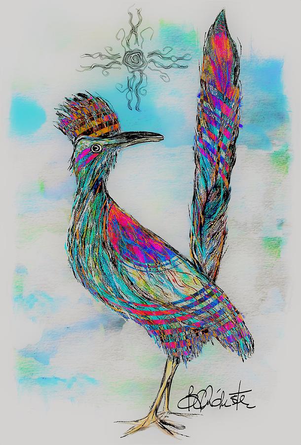 Strike A Pose Roadrunner Mixed Media by Barbara Chichester
