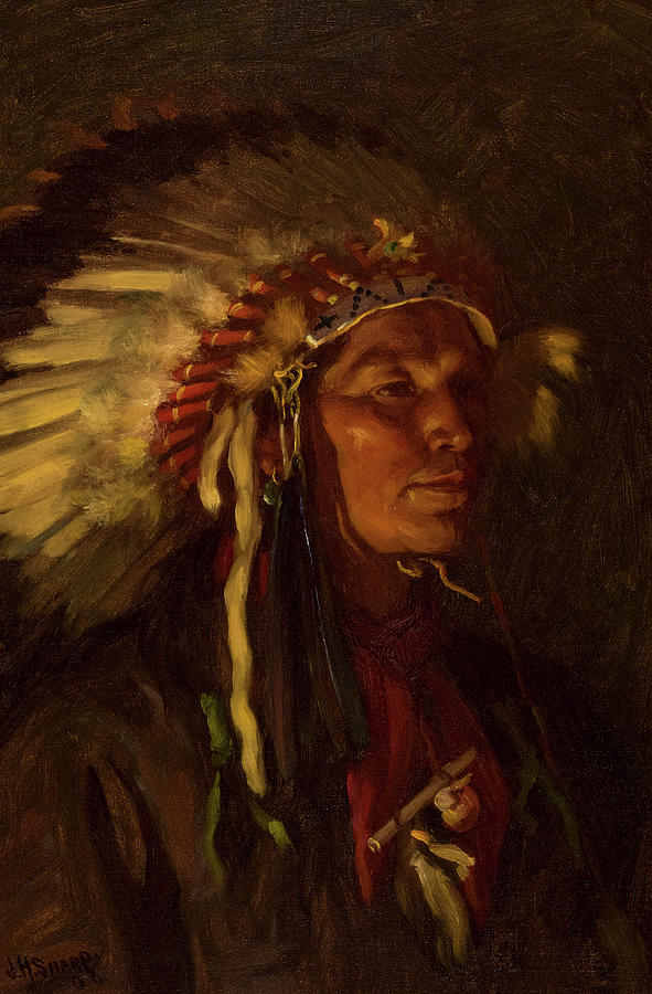 Strikes His Enemy Pretty, Crow By Firelight, 1908 Painting By Joseph 