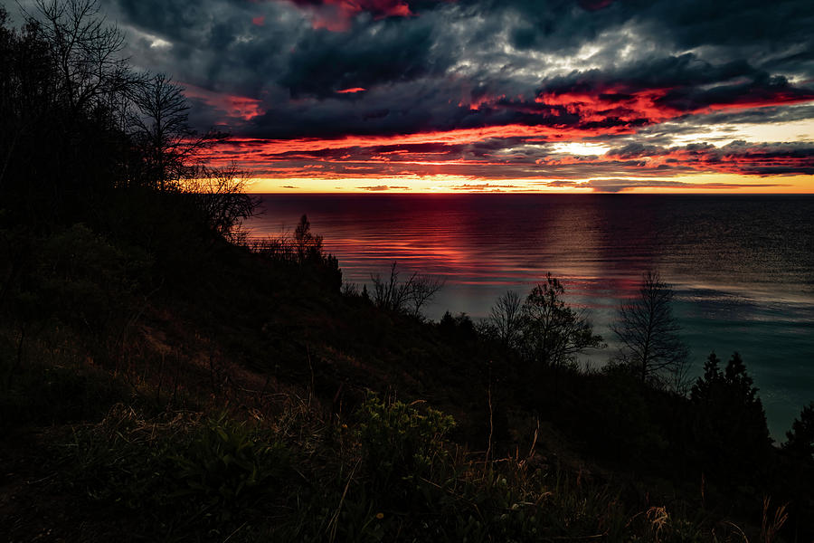 Striking contrasting colors on Lake Michigan one morning Photograph by Sven Brogren