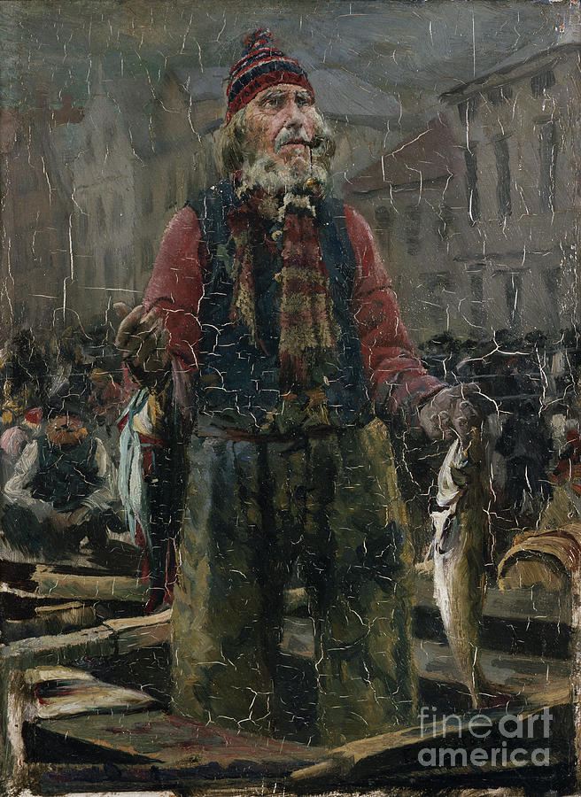Stril, nickname, inhabitants of the coast, 1884 Painting by O Vaering by Fredrik Kolstoe
