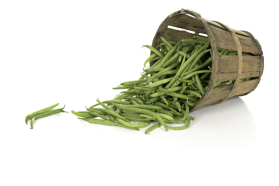 String Beans in a Tipped Rustic Basket Photograph by Spiritartist