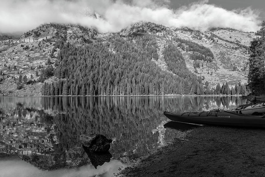 String Lake Kayak Black And White Photograph by Dan Sproul