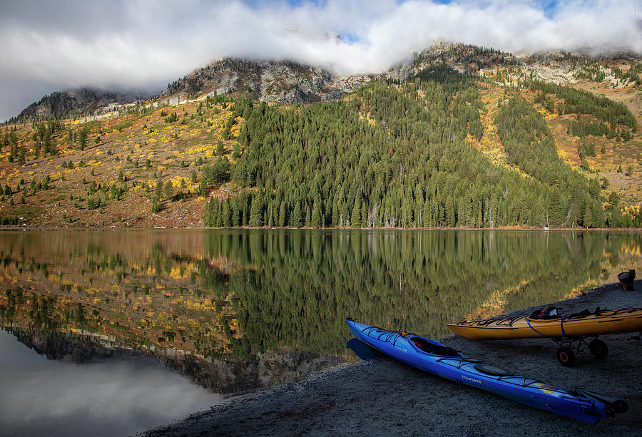 String Lake Kayaks Grand Tetons Photograph by Dan Sproul
