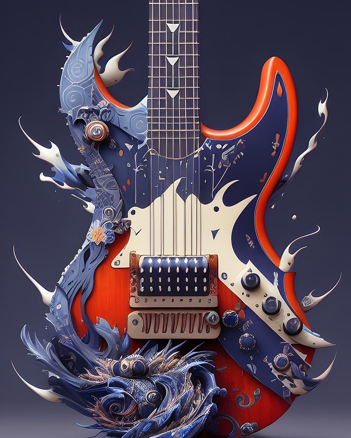 Strings Of Surrealism - Electric Guitar As Artistic Expression Mixed Media