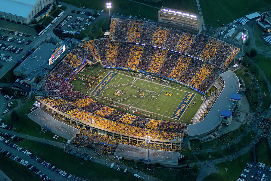 Stripe the Stadium WVU vs Oklahoma night game Photograph by Dan Friend ...